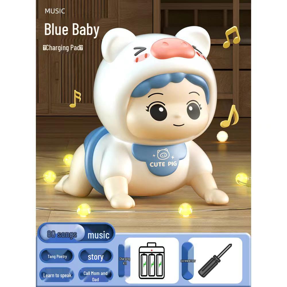 Electric Crawling Baby Doll with Sound: Head Lifting Training Toy for Early Education, 0-1 Year Olds, 6 Months+