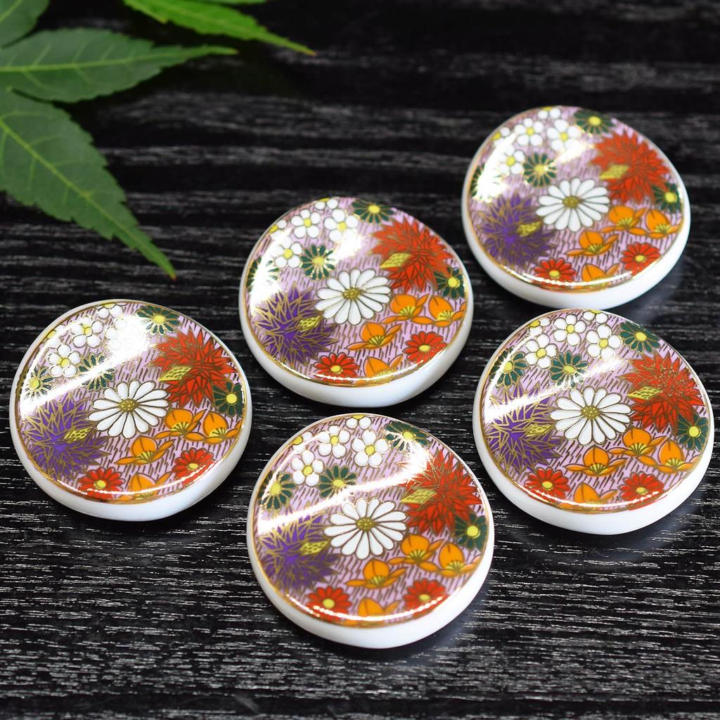 Waza No Stylish Japanese Kutani Ware Chopstick Set of with Gold Flower Round Japanese Cutlery Made In Japan Kura Rests, 5, Pattern, Pattern, Ceramic,