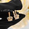 Elegant Crown Earrings for Women Luxury Zircon Stud Earrings Fashionable European Style Ear Cuff Jewelry