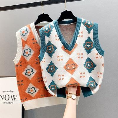 Weste Pullover Frauen Frühling und Herbst Gestrickte Frauen Pullover V-ausschnitt Lose Äußere Schicht Ärmellose Gestrickte Weste Pullover Pullover