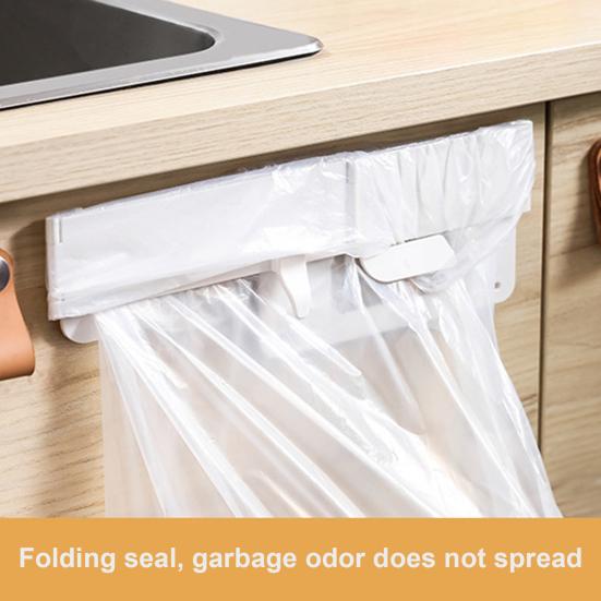 2Pcs Foldable Trash Bag Holder with Magnetic Closure Wall Mounted Folding Garbage Rack Collapsible Hanging Garbage Bag Holder