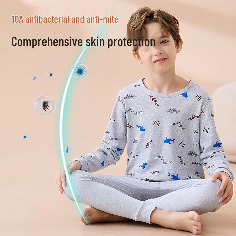 YaLu Boys' Pure Cotton Thermal Underwear & Pajama Set