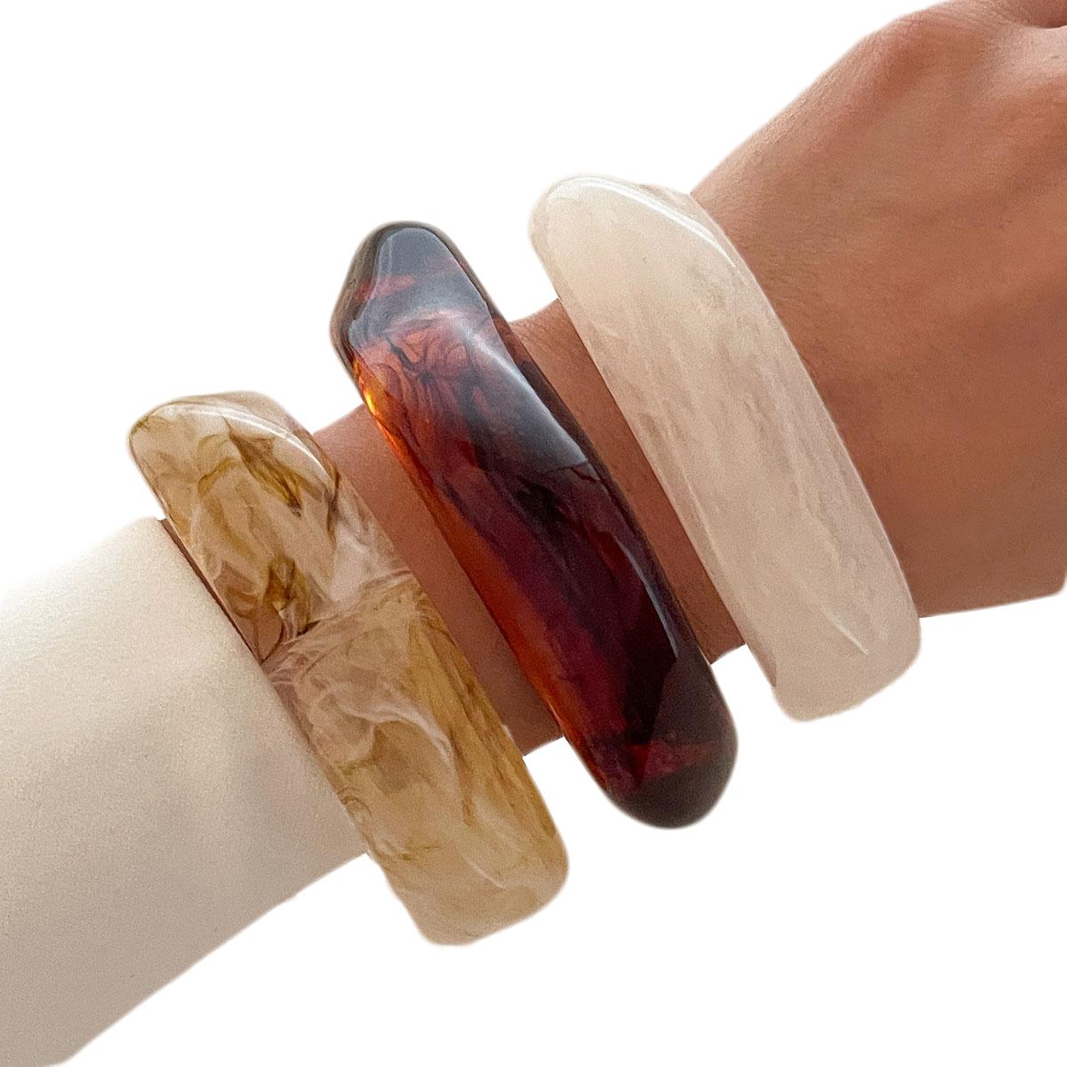 

Acrylic Bangle Bracelets for Women Irregular Punk Acrylic Resin Geometric Cuff Wide Bracelet Fashion