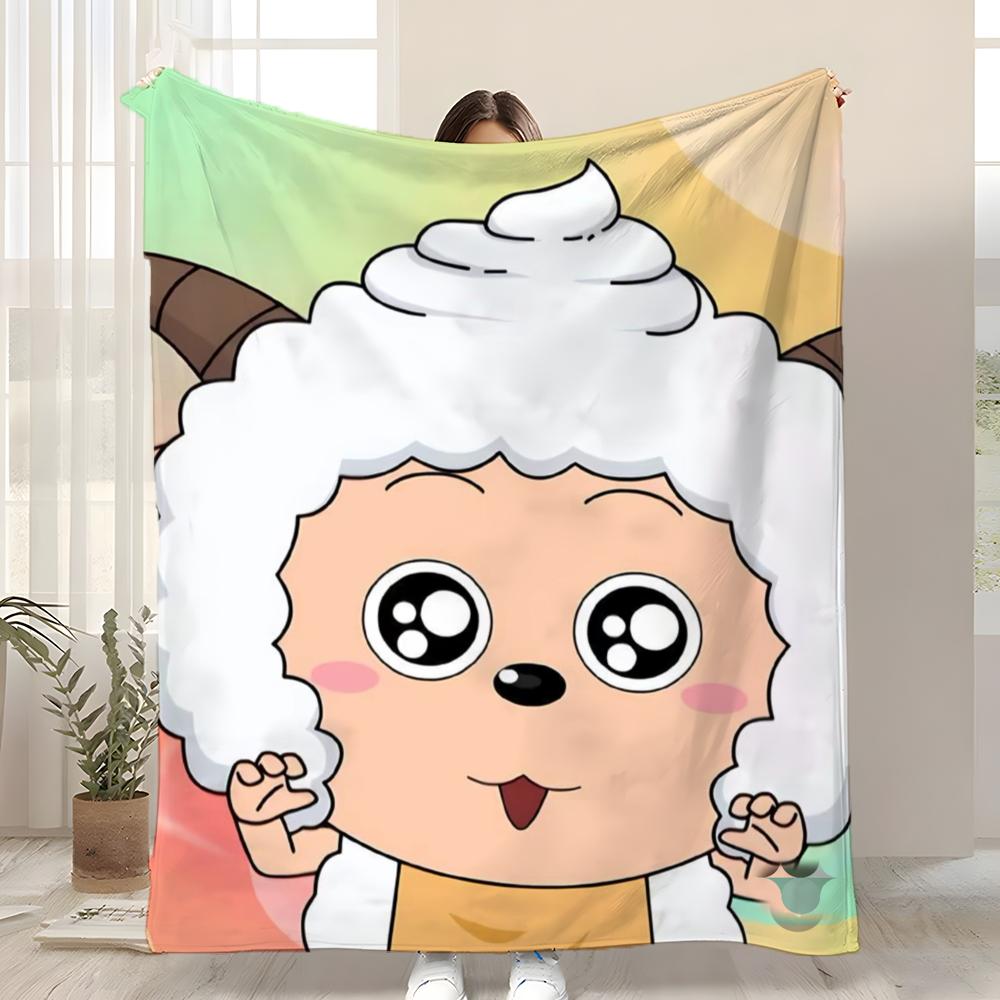 Love to Sleep Lazy Goat Throw Kid-Friendly Flannel Throw Blanket Soft Warm Anti-Static Washable All Season 75x90cm