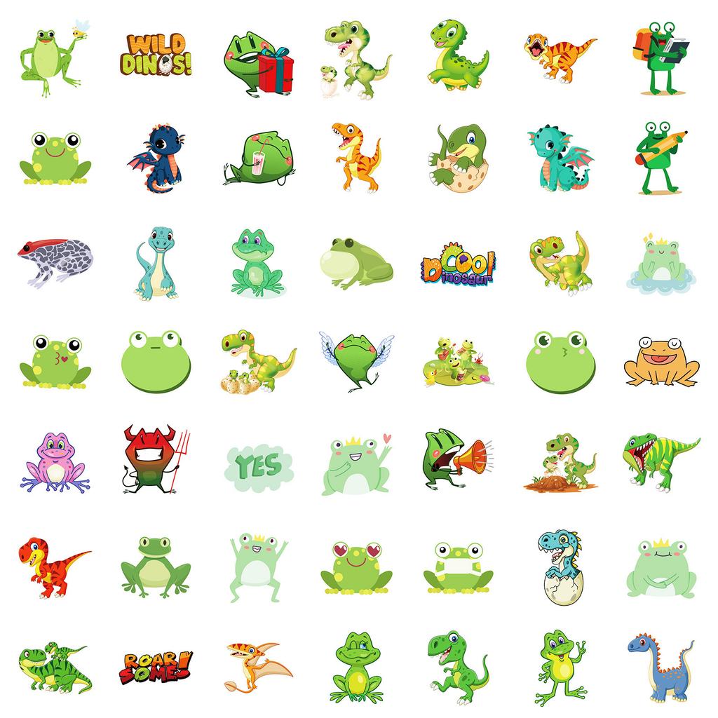 100 Cute Hand-painted Small Animals Doodle Mix and Match Stickers Frogs and Dinosaurs Do Not Repeat Them