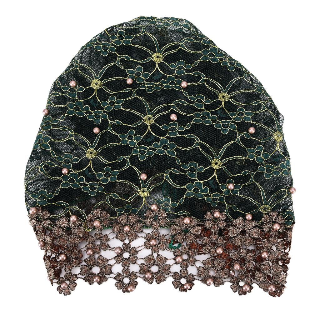 Turban Fashion Unique Bright Comfortable Beaded Hats Muslim Women"s Hats Gift DecorationDark Green