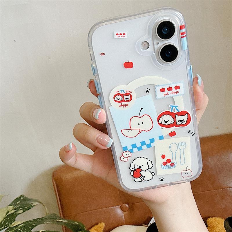 Red Apple Dog Magnetic Stickers for iPhone 17/16 Pro Max/15 Pro Case
