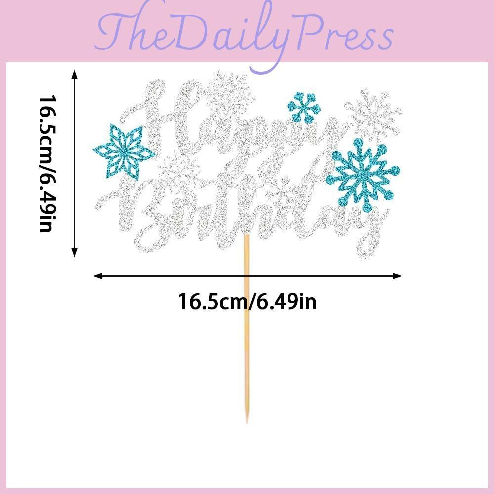 White Letter Snowflake Pattern Glitter Paper Birthday Cake Decoration Plugin
