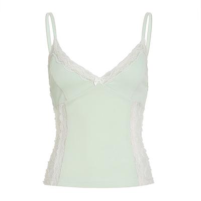 Spitze Schleife Hosenträgerweste Damen Design Sinn Seitenansicht Taillenbetont Mädchen Altersreduzierendes Basic Top Kurz