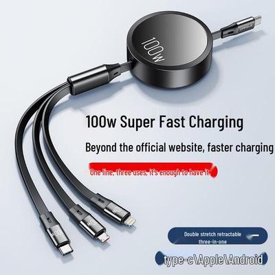 Kafila 100W Retractable 3-in-1 Fast Charging Cable for Apple Devices