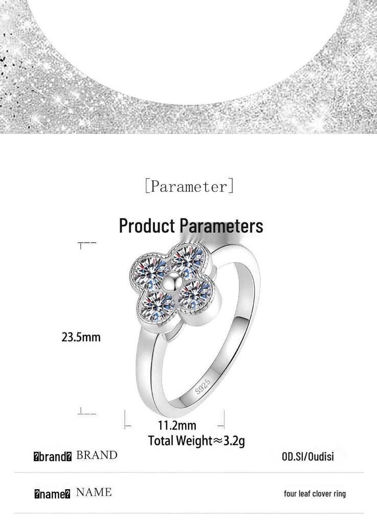 Multi-Color Four-Leaf Clover S925 Sterling Silver Ring for Women – Light Luxury, Enhances Skin Tone, High-End Feel.