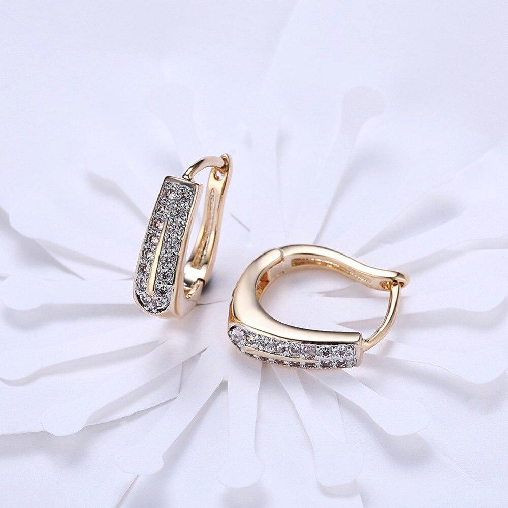 New Arrival Arrivals White Cubic Cubic Zircon Buckle Women Stud Earrings Female Rose Gold Color Color Earrings Femme Adorable Girl JewelryCute Stud