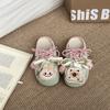 Fashion retro design doll accessories bag head half slippers women's 2025 summer new wear casual cool slippers