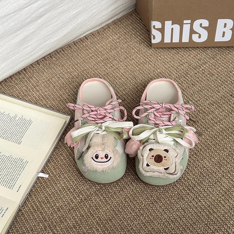 Fashion retro design doll accessories bag head half slippers women's 2025 summer new wear casual cool slippers