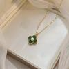 European & American Style Zirconium Petal Rotating Clavicle Necklace for Women