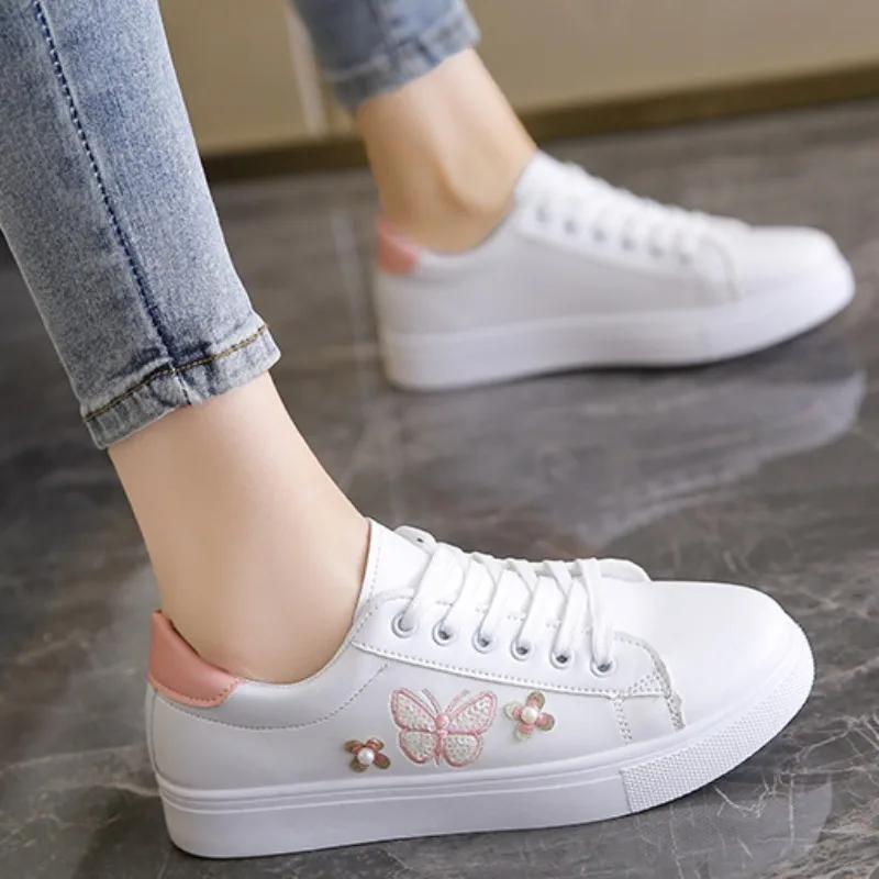 fashion New Women's Sneakers Butterfly Embroidered Flats Women's Outdoor Running Vulcanized Shoes Breathable Women's Shoes Zapatos Mujer