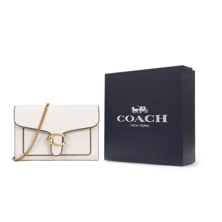 New COACH Tabby Pebbled Leather Chain Bag, Handheld Shoulder Bag Trumpets Women's Chalk White 7110-B4HA