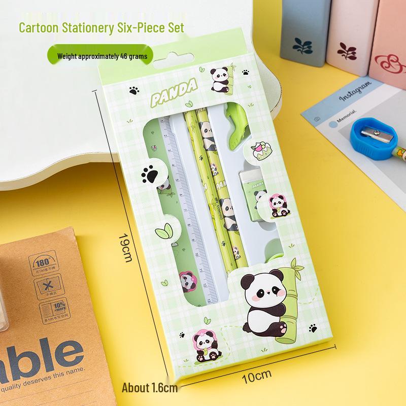 Cartoon Schreibwarenset für Kinder: Sechsteiliges Schulsaison-Bleistift-Set