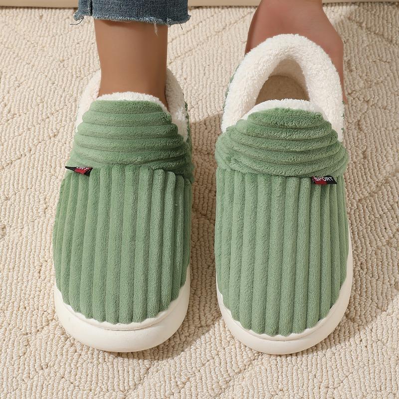 One-button bag heel cotton shoes women's winter indoor comfort and warmth thick-soled non-slip cotton slippers Cixi