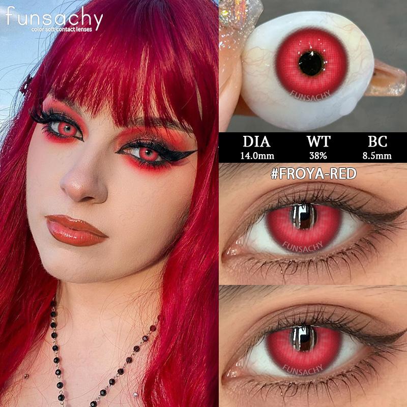 FUNSACHY Blindness Black Cosplay Contact Lenses for Eyes Halloweeen Party Makeup Eye Contacts Yearly Use Beauty Pupils Cosmetics