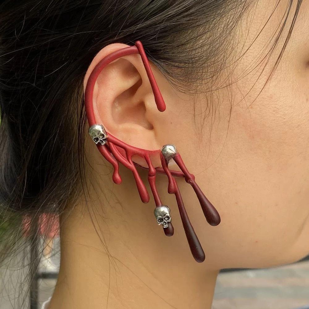Gothic Exaggeration Lava Earrings Irregular Water Drop Ear Clip Single Ear Cuff Ear Jewelry