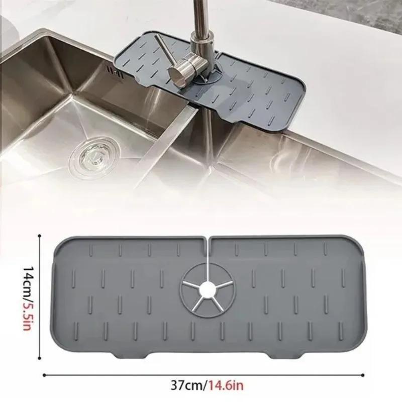 1 Pc Kitchen Sink Faucet Drain Pad Silicone Foldable Bathroom Countertop Water Splash Protector Mat Kitchen Gadgets