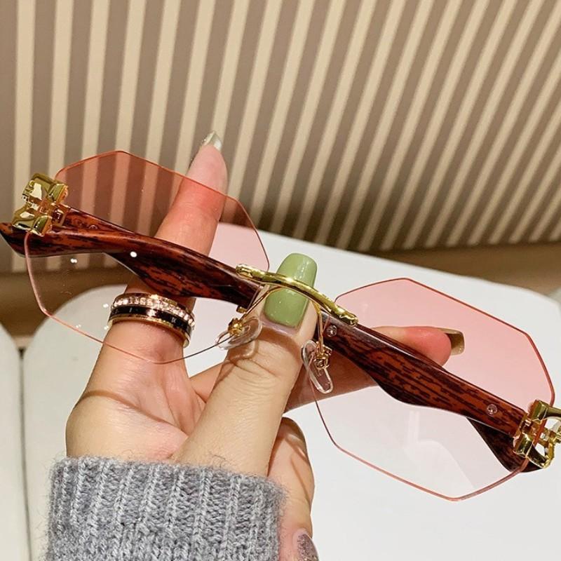 1 Pc Fashionable Trendy Women Men Sunglasses Frameless Rectangular Personalized Sunglasses Gradient Sun Glassesfor Daily Life MULTI