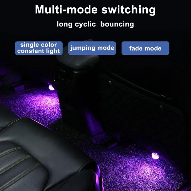 LED Car Interior Ambient Light Decoration Wireless Adhesive Bicycle Tail Light Auto Roof Atmosphere Lamp Diamond Diving Light Neon Lights 4
