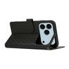For iPhone 17 Pro Max Case Splicing Imprinted Rhombus Leather Phone Cover with Wrist Strap