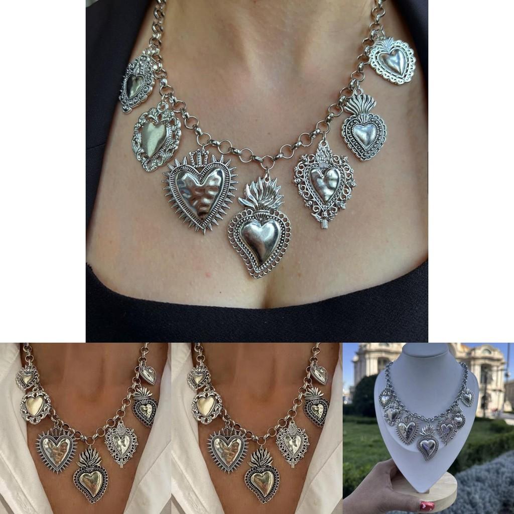 Vintage-inspirierte Silber-Herz-Anhänger-Halskette mit einzigartigem geometrischem Design für Damen