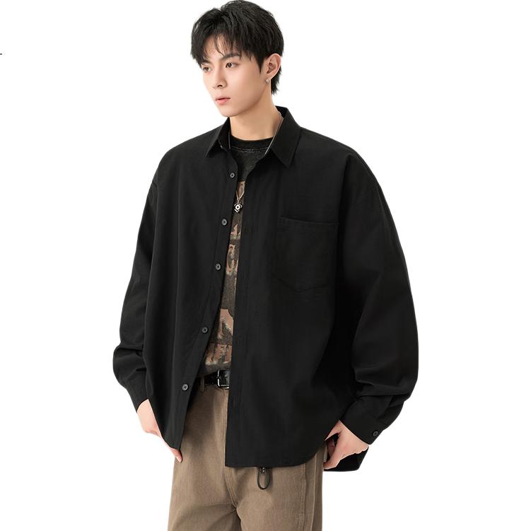 Foss Phil Men's Short Sleeve Shirt Spring Summer American Style Lightweight Solid Color Casual Jacket