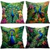 Tropische Pflanze Pfau Kissen Kissenbezug Polyester Kissenbezug Dekokissen Kissenbezug Zuhause Auto Sofa Dekor