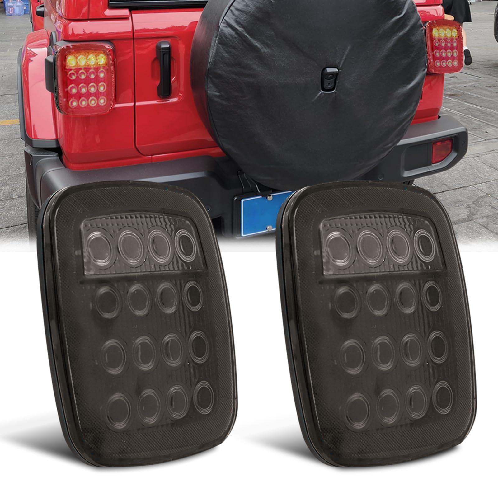 

Aoling JK Wrangler Совместимый Задний Красный Белый Подсветка Задний Фонарь Стоп Маленький Задний Фонарь Грузовика Задний Фонарь Прицепа Дымчатая Линза 2 Штуки Свет и Лампа,