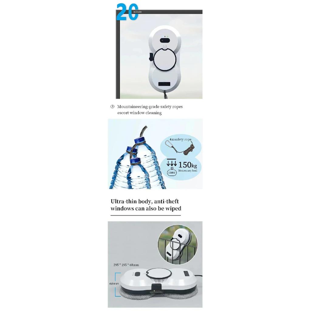 Double-sided Glass Cleaning Robot Vacuum Cleaner Water Spray Window Cleaning Robot High Suction Smart Electric Window Cleaner