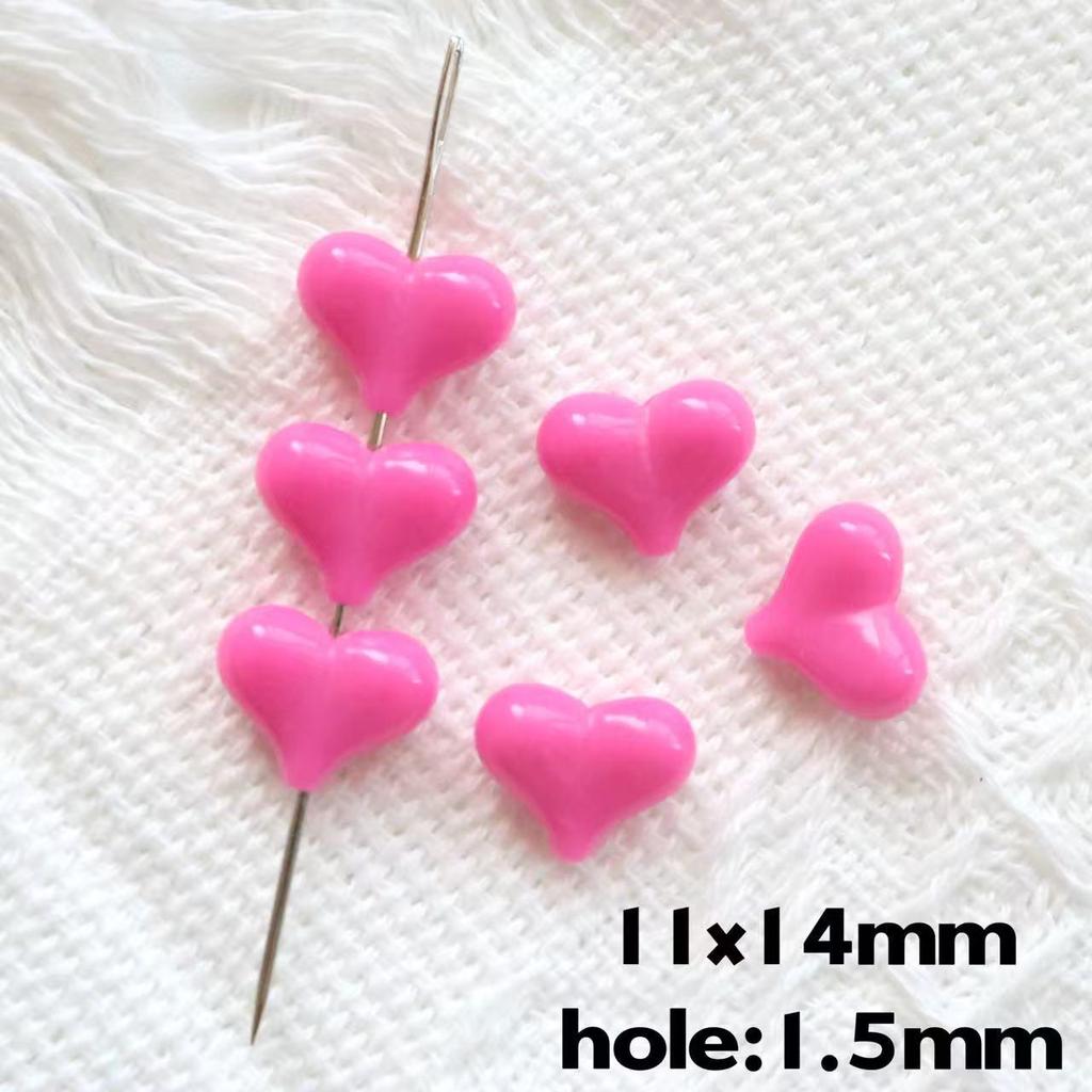 Seven-Color Small Peach Heart Acrylic Beads 11x14mm for DIY Phone Chain Pendants