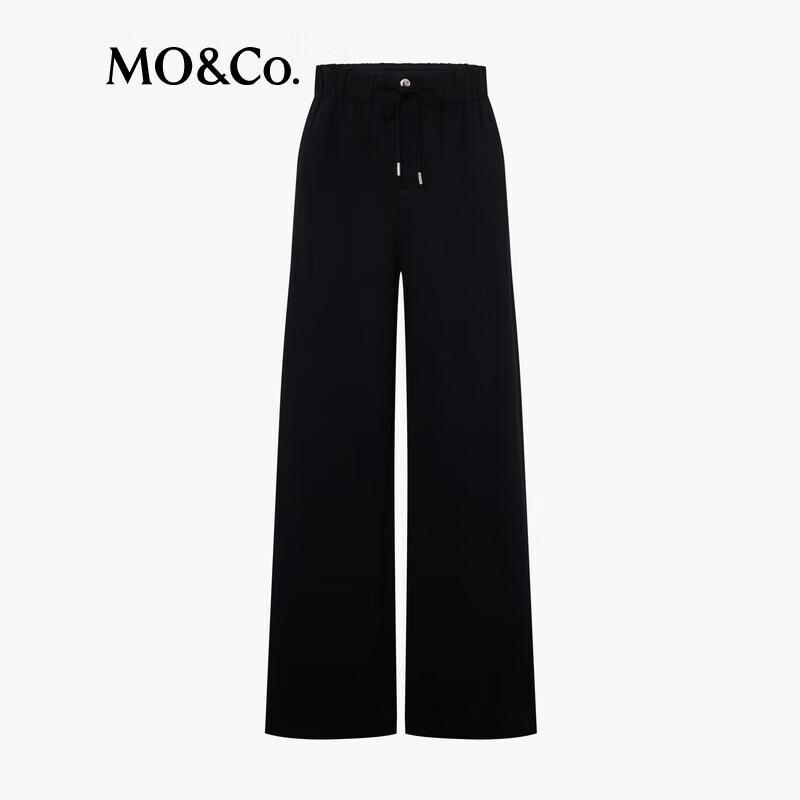 MO&Co. Women's Yak Wool Blend Wide-Leg Drawstring Casual Pants