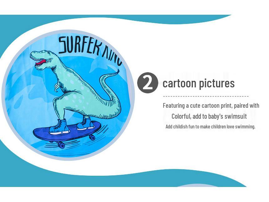 Boys' Dinosaur Quick-Dry Two-Piece Swimsuit with Sun Protection