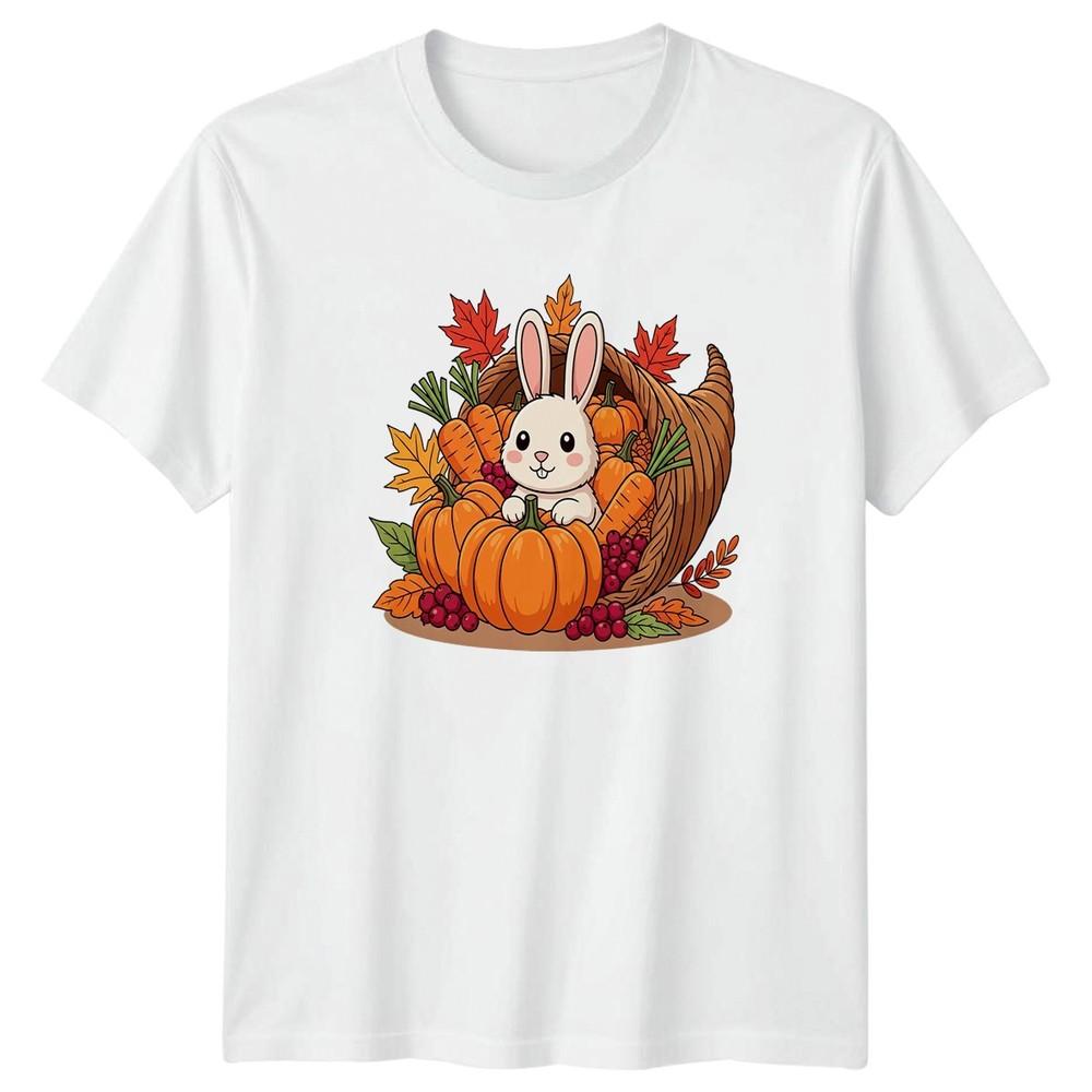 Happy Harvest Cute Bunny TShirt Bunny Harvest Thanksgiving Fall Gift S