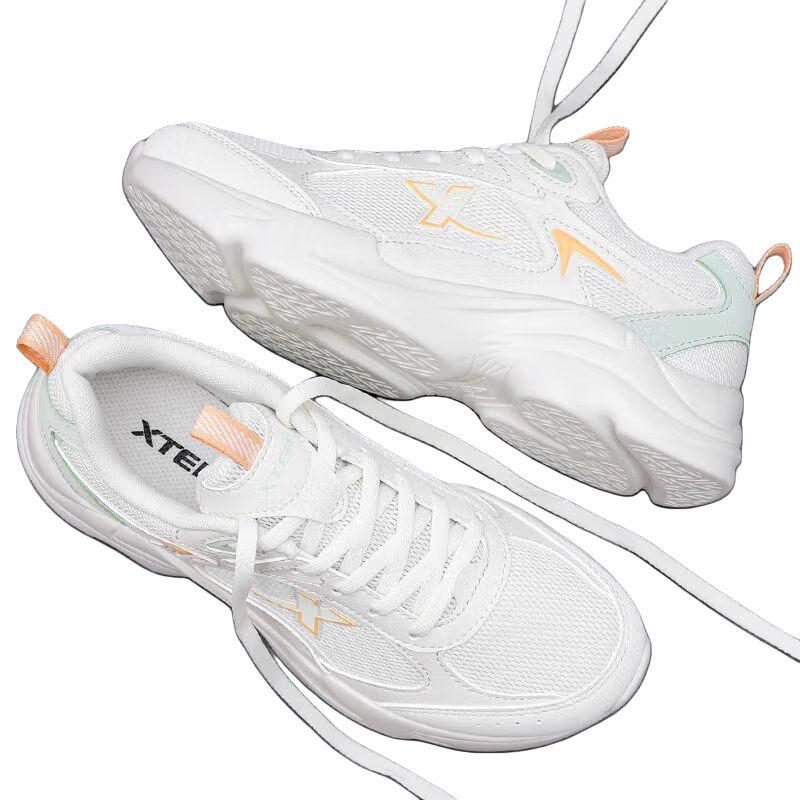 Xtep Hydrogen Wind Technology Lightweight Comfortable Breathable Low-Top Casual Running Shoes Women sneaker White Green 875318320019-1