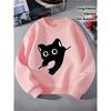 European sizes Kids' Crewneck Sweatshirt - Black Cat Silhouette with White Eyes ,Sportswear And Casual Wear, Soft And Comfortable, Children's Clothing