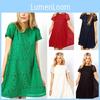 Elegant Lace Dress European Style Flared Short Sleeve Dress High Waisted