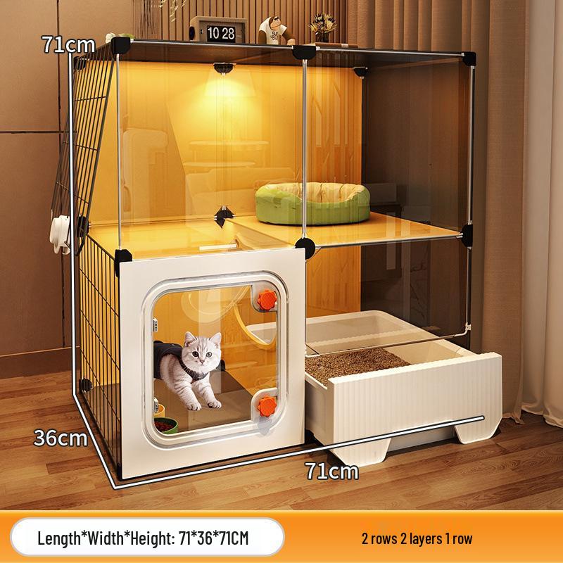 Compact Indoor Cat Villa: Integrated Bed, Toilet, and Play Area - Space-Saving Design for Apartment Living