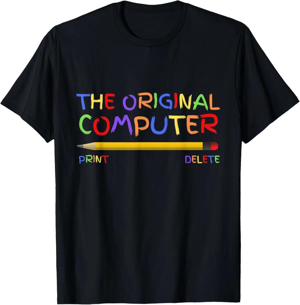The Original Computer Funny Sarcastic Programmer Pencil Gift TShirt Custom Printed Graphic T Shirts Mens Clothing Camiseta Tops