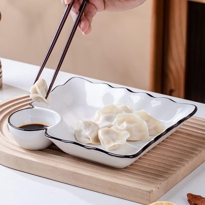 Dumpling & Vinegar Dish: Elegant Shrimp Plate for Children's Breakfast
