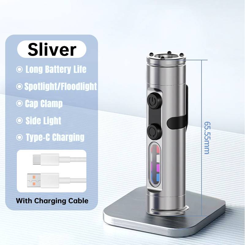 Taclite Mini Flashlight with Hat Clip Magnetic Work Inspect Light Portable USB-C Rechargeable UV Lamp MultiFunctional Micro Tool