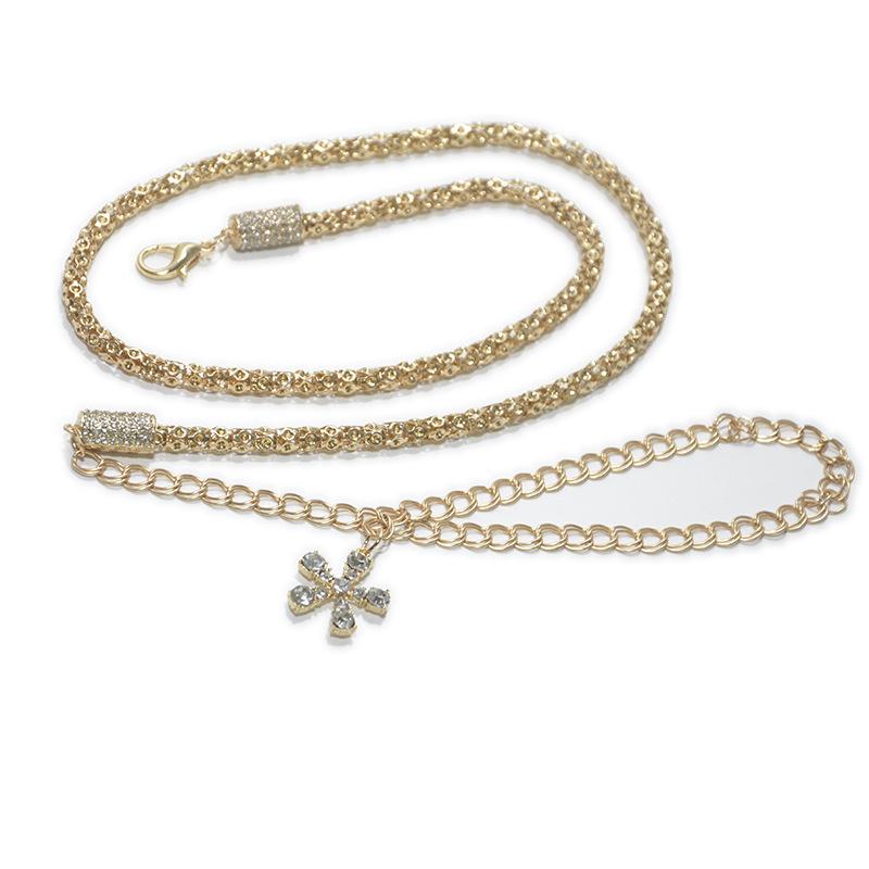 Meier Metal thin waist chain sweetfashion rhinestone inlaid decorative belly dance thin waist chain 115cm золотой