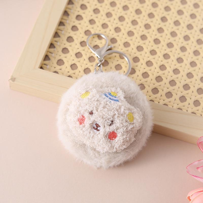 Cute Plush Bear Keychain: Portable Double-Sided Makeup Mirror for On-the-Go Touch-ups
