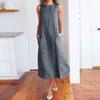 Women Summer Dress Striped Patchwork Sleeveless O-neck Loose Dress-up Pockets A-line Women Midi Dress Women Clothes