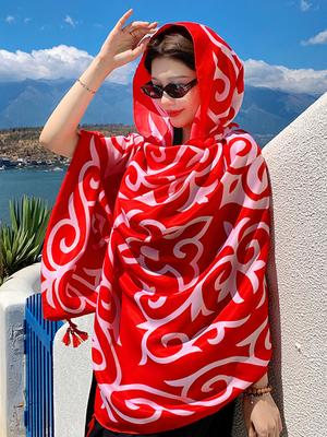 Summer Chiffon Hijab Elegant Women Silk Scarf Vintage Print Mujer Shawl Bandana Sarong Beach Wrap Scarve Pareo Bufanda Stoles