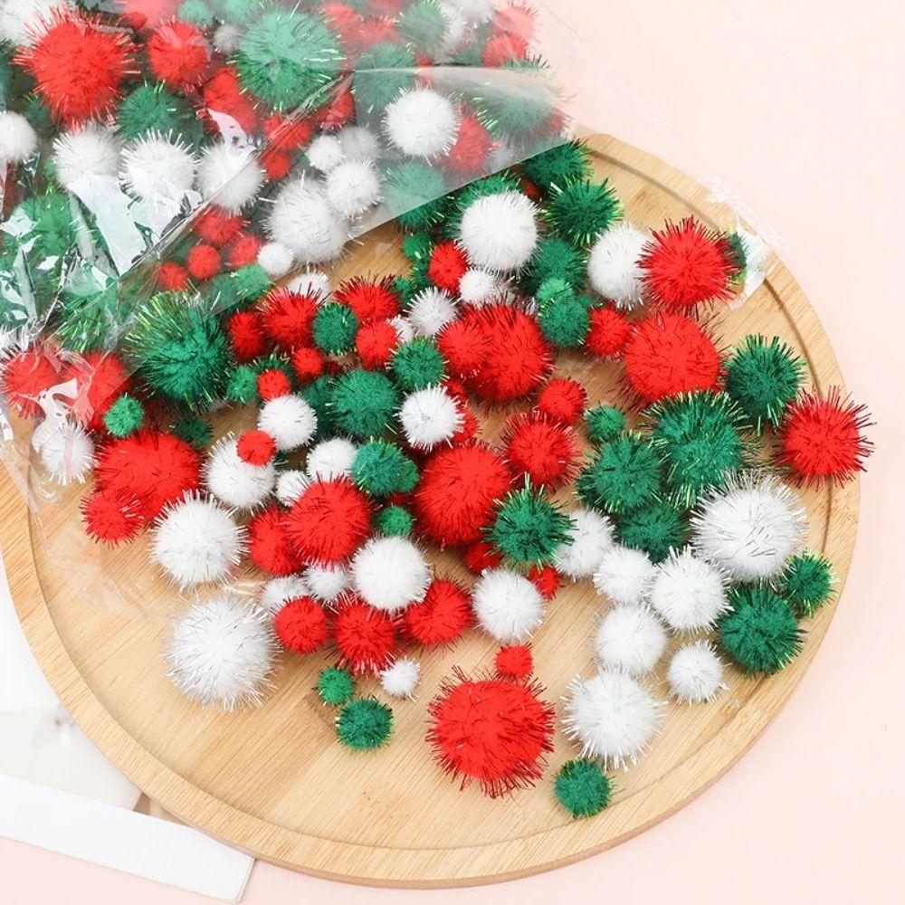 10-30mm Roter Grüner Flauschball Hellfarbig DIY Handgemacht Weihnachtsbaum Dekorative Kugel Haarschmuck Weihnachtsfeier Dekorationen